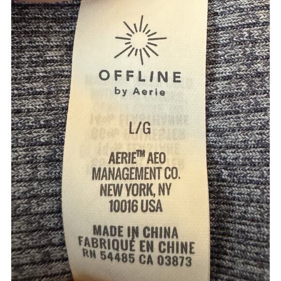 Offline by Aerie Crop Top Women's Gray Solid Mock Neck Long Sleeve Size L - Picture 4 of 7